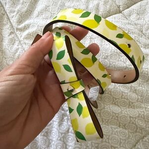 Kate Spade Lemon Print Belt - Yellow and Green